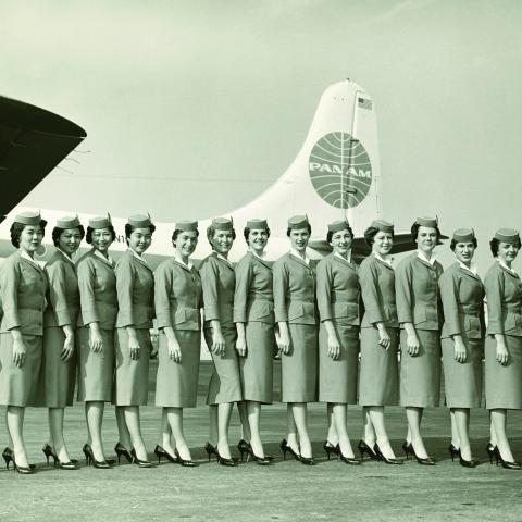 Pan American World Airways stewardesses in uniforms by Don Loper