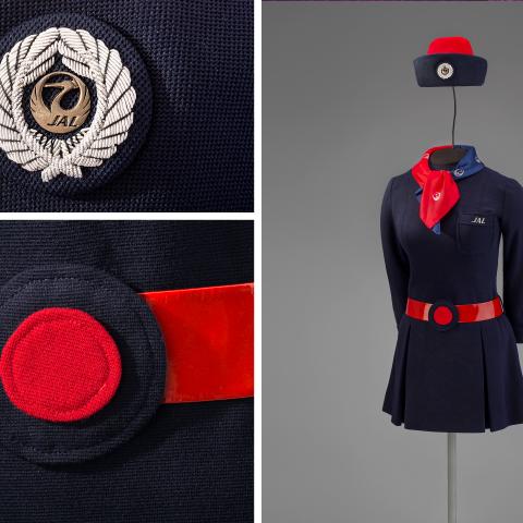 Japan Air Lines stewardess uniform by Hanae Mori  