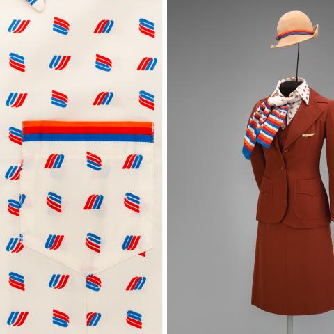 United Airlines female flight attendant uniform by Stan Herman