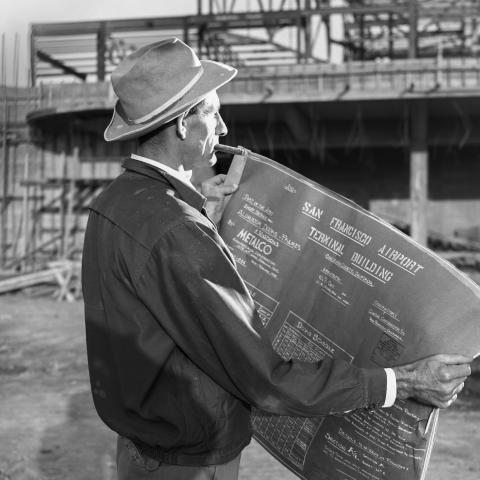 Construction foreman at San Francisco Airport terminal building  1952