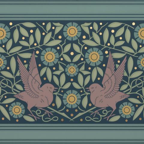 Herter sparrow frieze Bradbury & Bradbury Art Wallpapers