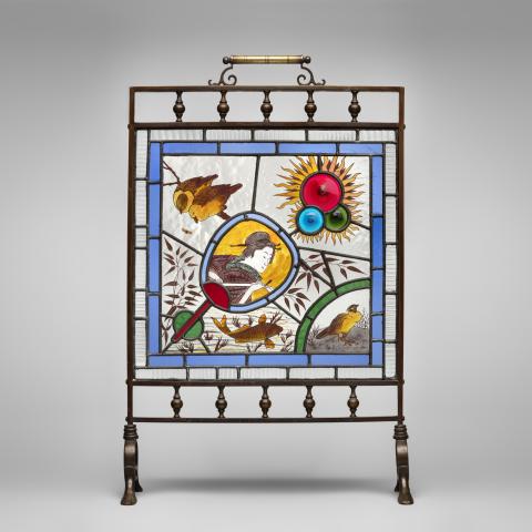 Hand-painted fire screen  c. 1880