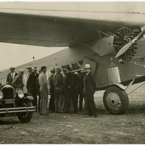 The Fokker F.VIIb/3m Southern Cross and crew prior to transpacific flight  1928