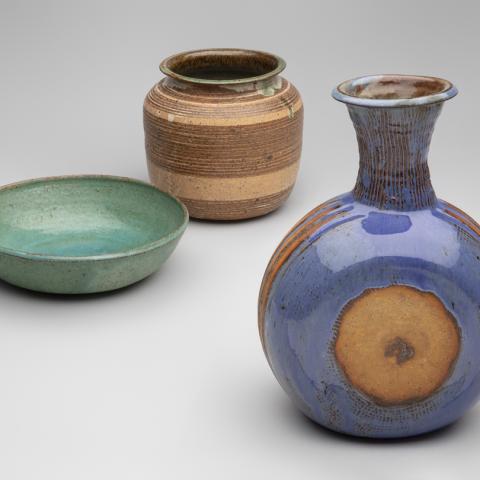 Low bowl, Vessel, and Vase  c. 1950s;  artist Marguerite Wildenhain (1896–1985)