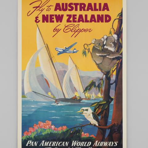 Pan American World Airways Australia and New Zealand travel poster  late 1940s