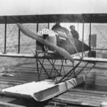 Loughead (Alco) Model G on the launching ramp, San Francisco  1915