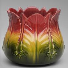 Stylized butterfly vase c. 1893 and Stylized leaves jardinière c. 1900