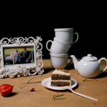 Still Life with Tea Set, Picture Frame, and Cake  2008