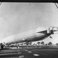The Schwaben is turned toward the wind as viewed from inside the hangar  1911
