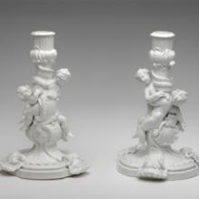 Pair of candlesticks from the Swan Service