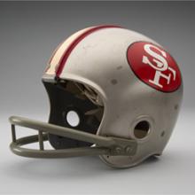 Helmet worn by San Francisco 49ers defensive tackle Leo Nomellini during 1962 National Football League season