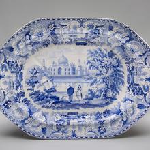 Platter, Tomb of the Emperor Shah Jehan (Taj Mahal) pattern  c. 1824–30s