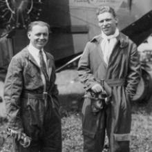 Lieutenants Lester Maitland and Albert Hegenberger after completing the first successful nonstop flight from North America to Hawaii