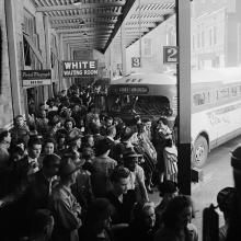 Waiting for the bus at the Memphis terminal  1943