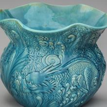 Owl vase c. 1890 and Dragon jardinière c. 1890