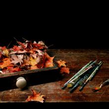 Still Life with Paintbrushes and Leaves  2009