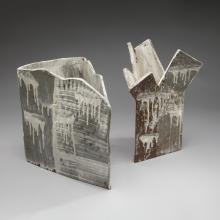 Mountain Dreams  1998 Yoon Kwang-cho (b. 1946) stoneware with white slip decoration over the glaze Private Collection L2014.1202.030  Kaos  2013 Yoon Kwang-cho (b. 1946) stoneware with white slip decoration over the glaze Private Collection L2014.1202.028