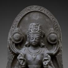 The Hindu deity Surya flanked by Pingala and Danda  c. 600–700