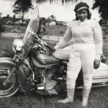 Bessie Stringfield, “The Motorcycle Queen of Miami,” and her Harley-Davidson “Panhead”