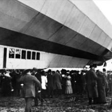 Passengers wait to board the Schwaben’s twenty-passenger gondola  1911