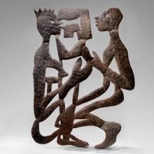 Entwined figures  c. 1960s Murat Brièrre (1938–88) Croix-des-Bouquets, Haiti recycled steel oil drum Courtesy of Indigo Arts Galley