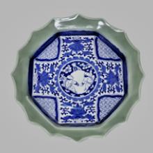 Large plate with scalloped rim  1800s