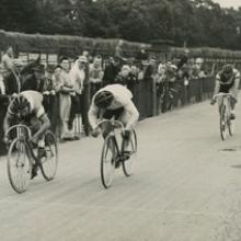 Getting set for the final sprint, Golden Gate Park Polo Field, San Francisco  late 1940s