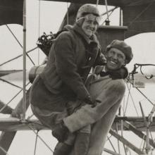 Lillian Janeway Atwater and William B. Atwater (1890–1937) in front of Curtiss seaplane, North Island, San Diego  1911
