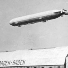The Schwaben floats above its hangar at Baden-Baden  1911