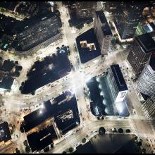 UCLA Hammer Museum Looking Northeast at Westwood and Lindbrook, Los Angeles, CA  2016