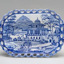 Chestnut basket, The Chalees Satoon in the Fort of Allahabad on the River Jumna pattern  c. 1810–30s