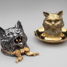 Cat head inkwells  19th century