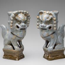 Pair of lion candleholders  c. 1850–1900