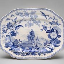 Platter, Mandarin Opaque China pattern  c. 1810–30s