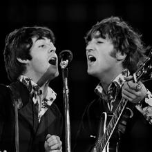Paul McCartney and John Lennon at Candlestick Park  August 29, 1966