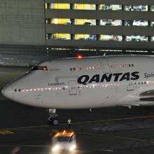 Qantas Airways Boeing 747-400ER Fraser Island at San Francisco International Airport 