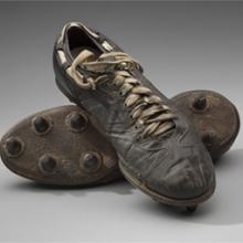 Cleats worn by New York Giants linebacker Sam Huff during the 1956 National Football League season
