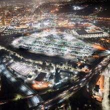 Union Pacific Piggyback Yard Looking West, I-5 at Right and I-10 at Left, Los Angeles, CA  2016