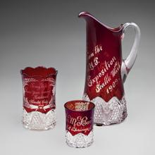 Atlantic City glass, Alaska-Yukon-Pacific Exposition pitcher, Hot Springs, South Dakota glass