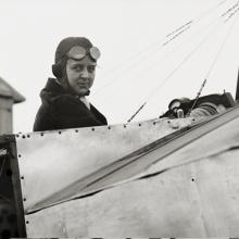 Bernetta Adams Miller (1884–1972) in a Moisant/Bleriot monoplane  1912