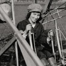 Marjorie Stinson (1895–1975) at the controls of her Wright Model B biplane  c. 1914
