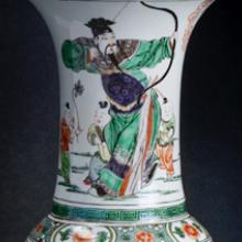 Beaker vase depicting Zhang Xian,  the protector of children