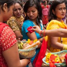 Offering at a Temple, Patan, Nepal  2006