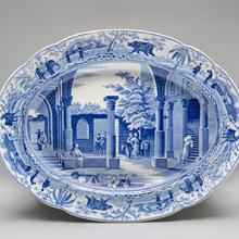 Oval platter, Antique Fragments at Limisso pattern  c. 1810–30s