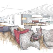 Departures lounge perspective drawing  2009