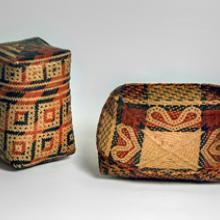 Basket with lid  late 19th–early 20th century and Fanner  basket late 19th–early 20th century