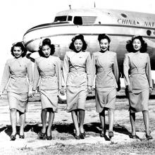 CNAC Air Hostesses and Douglas DC-4 Skymaster  c. 1948
