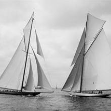 Shamrock II and Columbia maneuvering for the start  Oct. 1, 1901
