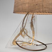 Table lamp  c. 1950 Zahara Schatz (1916–99) Berkeley, California Plexiglas, brass tubing, copper, aluminum, screen, straw Courtesy of the Modern i Shop L2022.0601.045a–b