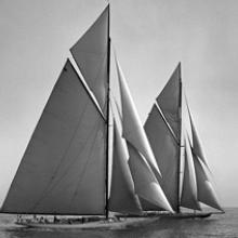 Resolute and Shamrock IV, cutters at start of 5th race of the America’s Cup  1920
